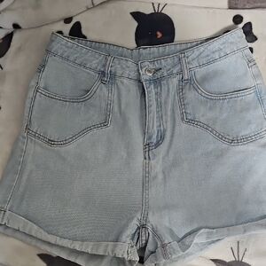 SHEIN Blue High-Waisted Jean Shorts Vintage Style